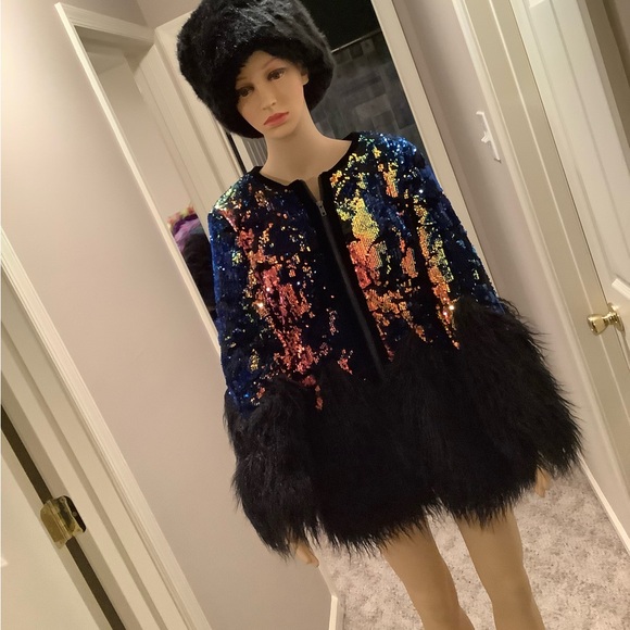 Fabulous Furs Sequin and Faux Fur Women's Jacket - Multicolor Size Medium - Picture 7 of 16